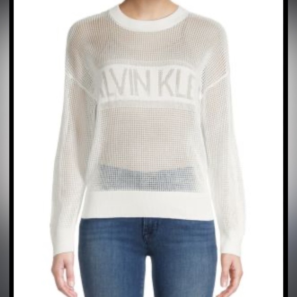 Calvin Klein open weave logo pullover L - Picture 1 of 13